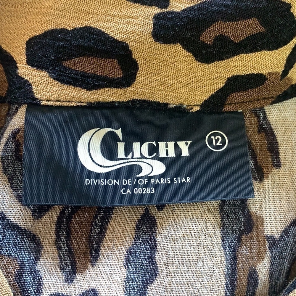 Vintage 🧚‍♀️Clichy Leopard Print Button Down 3/4 Sleeve Blouse Size 12 - Picture 8 of 12
